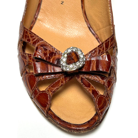 Giuseppe Zanotti Brown Alligator Crystal Embellishments Pumps Heels Shoes 35 - Picture 8 of 12